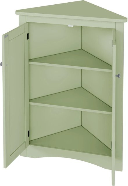 okwish Eckschrank mit 2 Türen und 3 Ebenen in Grün, moderner Dreiecksschrank mit Lackoberfläche, B/T/H: 61,5 x 34,5 x 90 cm - Bild 1