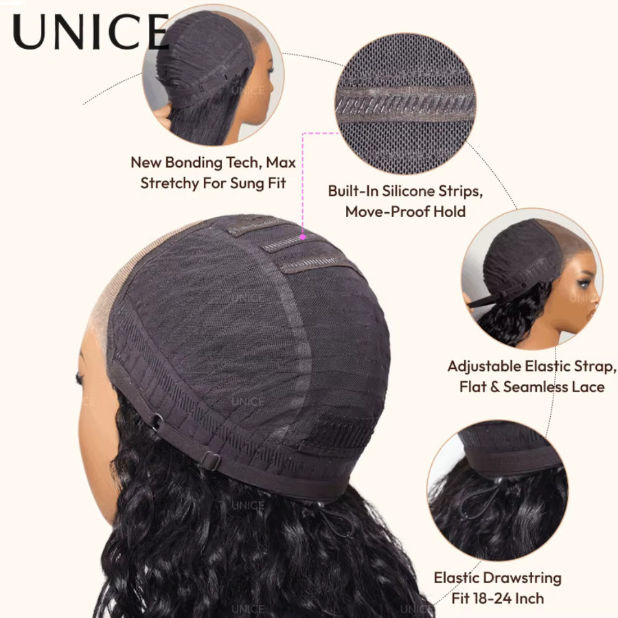 UNice Wasserwellen-Perücke aus Echthaar, 150 % Dichte, mit Babyhaar - Bild 5