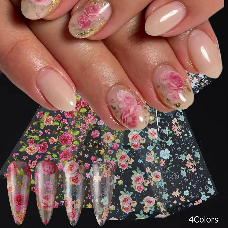 4Style Rose Flower Nail Foil Transfer Sticker, Glänzend, Unisex - Bild 3