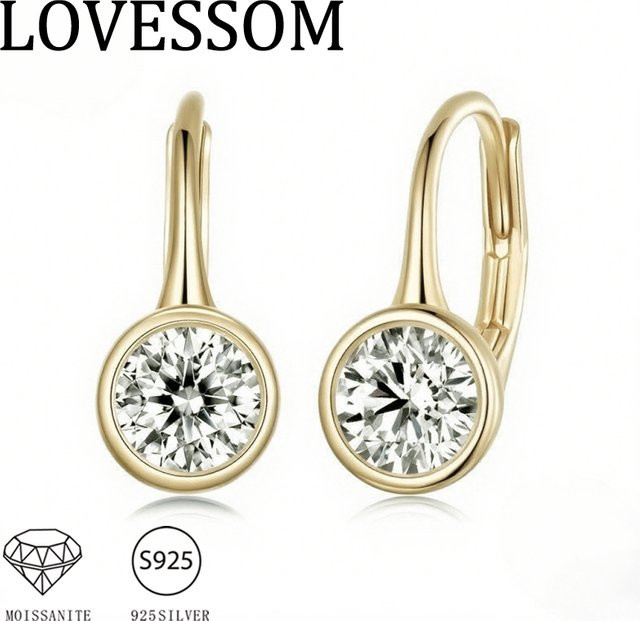 LOVESSOM Ohrstecker 925 Silber, 14K Vergoldet, Moissanit, Unisex - Bild 1