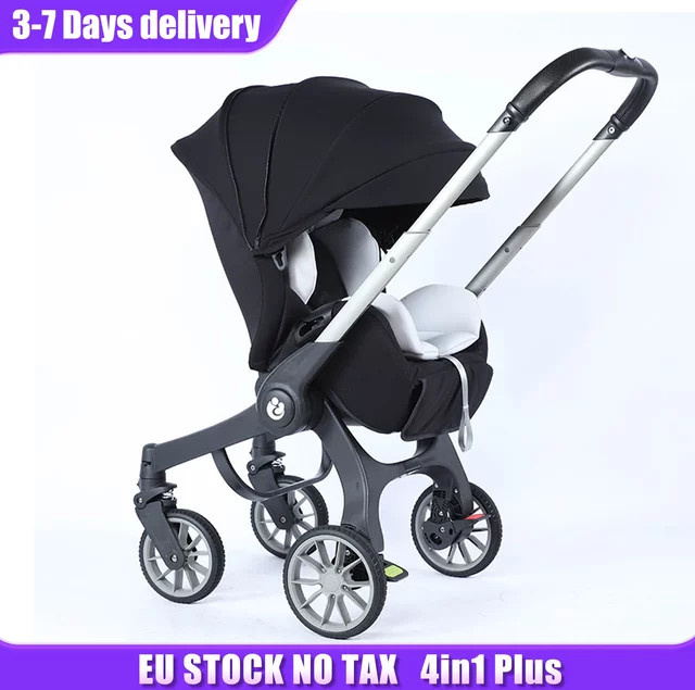 LUVCHAIN 4-in-1 Multifunktionaler Baby-Kinderwagen als Kombikinderwagen mit faltbarem Sitz und Korbdesign in Rot und Schwarz - Bild 1