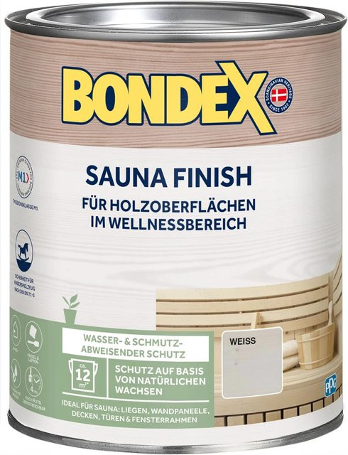 Bondex Sauna Finish Wasserbasierte Holzlasur Weiß wasserabweisend - Bild 1