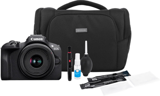 Canon EOS R100 Systemkamera Starterset in Schwarz mit APS-C Sensor und RF-Mount - Bild 1