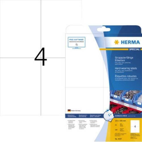 Herma Folien-Etiketten Special 4697, Weiß, 100 Stück, B: 10,5 cm, H: 14,8 cm, wetterfest und selbstklebend für Laserdrucker - Bild 1