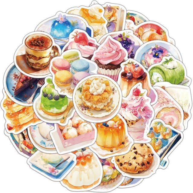 30 Stück Wasserdichte DIY Aufkleber aus der Dessert Shop Serie in Multicolour zur Dekoration von Verpackungen, Notizbüchern und Gepäck - Bild 1