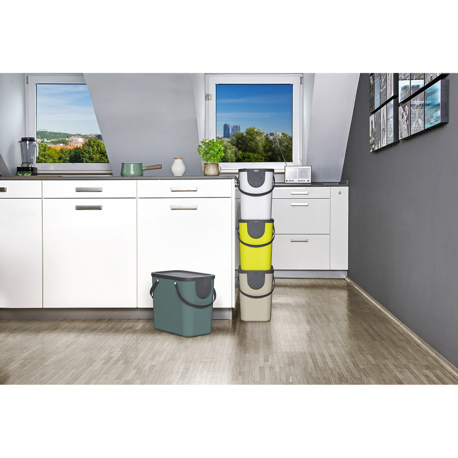 Rotho Müllsystem Albula Recycling Mülleimer Cappuccino Beige B/H/T: 23,5 x 40 x 34 cm - Bild 4