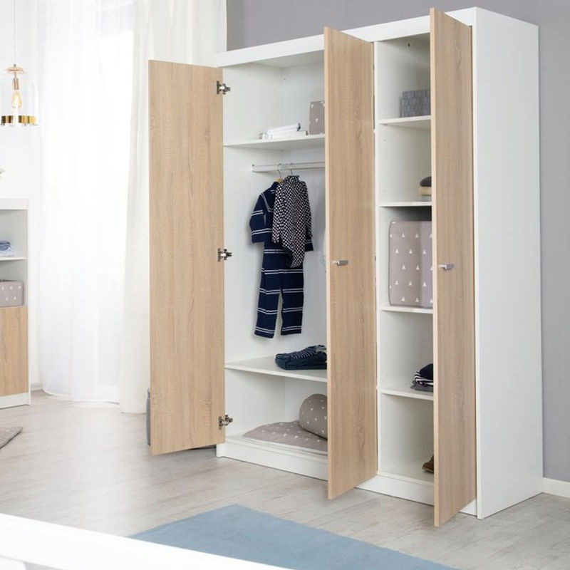 ROBA Kleiderschrank Gabriella 3-türig mit Soft-Close-Technik, Braun/Weiß, B/T/H: 131 x 52 x 190 cm - Bild 3