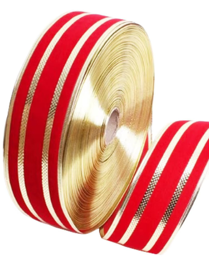 RIBBON HOUSE Dekorationsband Rotgold gestreift für Weihnachtsdekoration und DIY-Geschenkverpackungen, Breite: 6,5 cm, Länge: 2 m - Bild 5