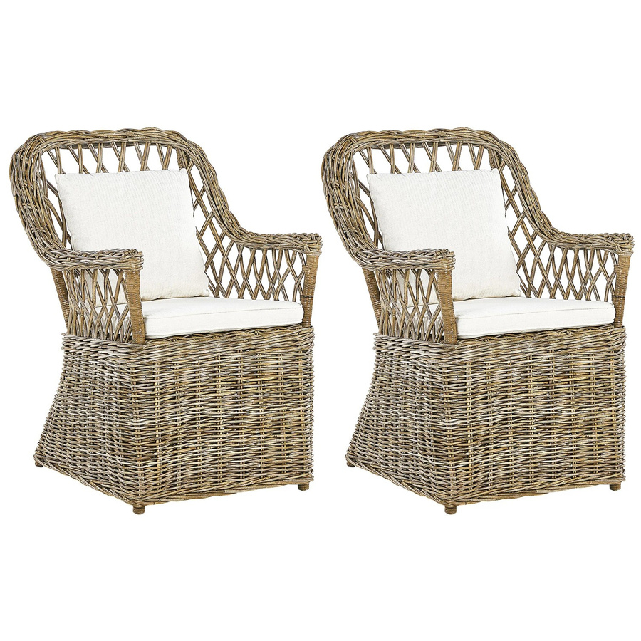 Beliani Sessel aus Rattan und Holz in Beige und Weiss, B/T/H: 75 x 61 x 90 cm - Bild 2