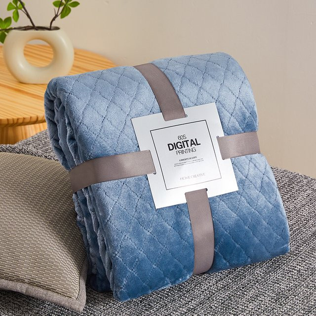 JAGDAMBE Fleecedecke aus Mikrofaser und Plüsch in Mist Blue, 280GSM Korallenfleece-Decke - Bild 1
