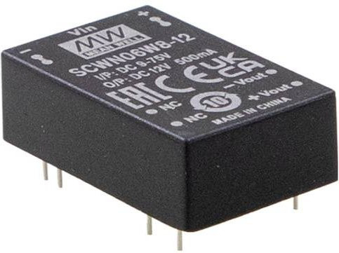 MEAN WELL SCWN06W8-05 DC/DC-Wandler 24V auf 5V, 6W, Schwarz - Bild 1