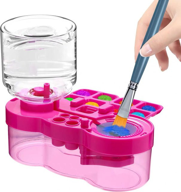 Automatische Pinselwaschmaschine mit Wasserzirkulation und Ablauf für Aquarell- und Kunstpinsel in Pink oder Lila - Bild 1