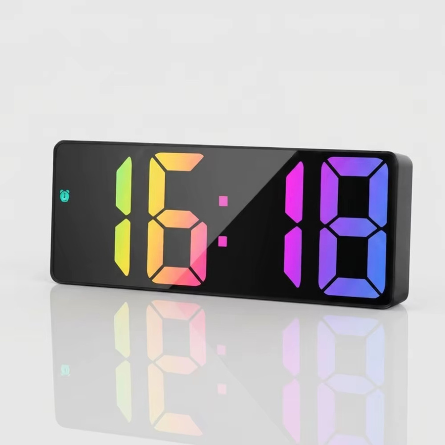 LOVOCK Digitaler Wecker mit großem Display, bunte Tischuhr in Schwarz, modern und rechteckig - Bild 5