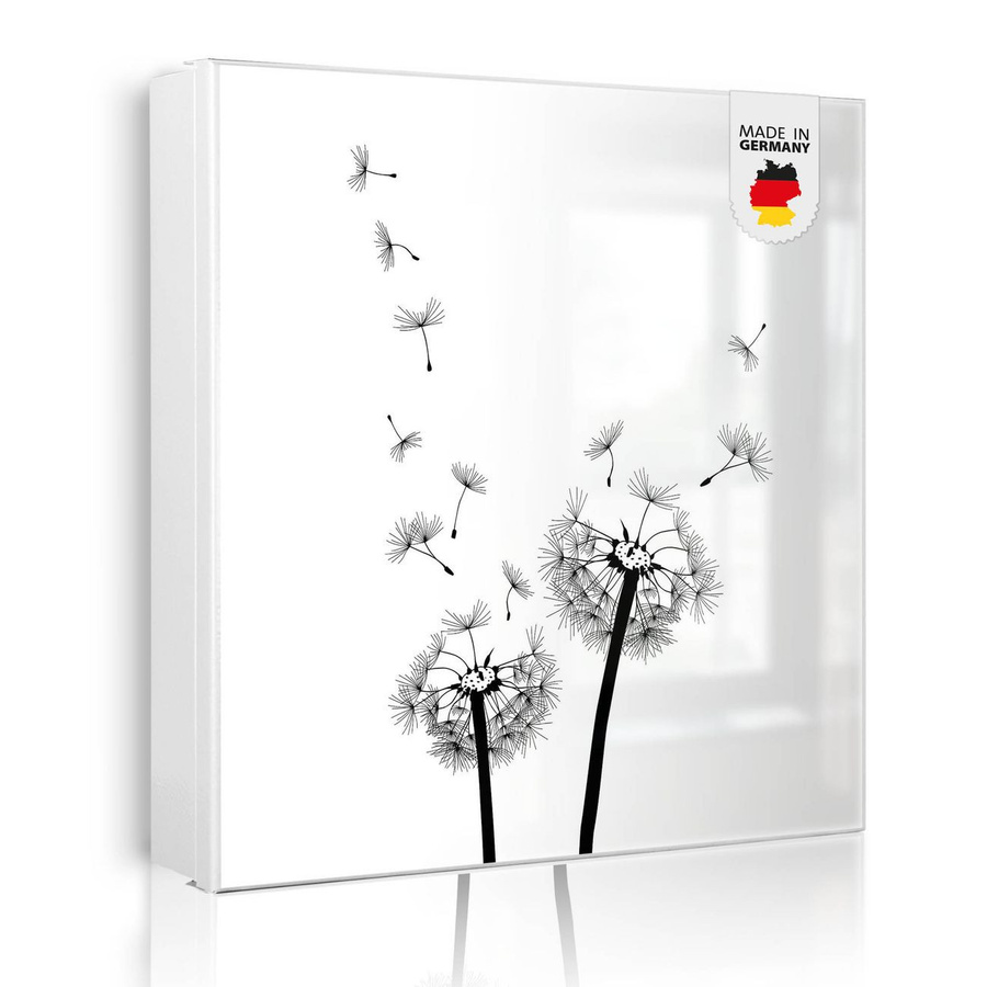 Schlüsselkasten aus Metall von banjado mit Pusteblume Motiv, weiße Schlüsselaufbewahrung mit 32 Haken und magnetischer, beschreibbarer Front, B/H: 30 x 30 cm, Tiefe: 5 cm - Bild 1