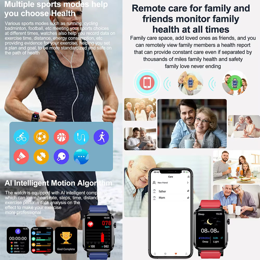 RNABAU Smartwatch, Blau, Silikon, Herren, wasserdicht - Bild 4