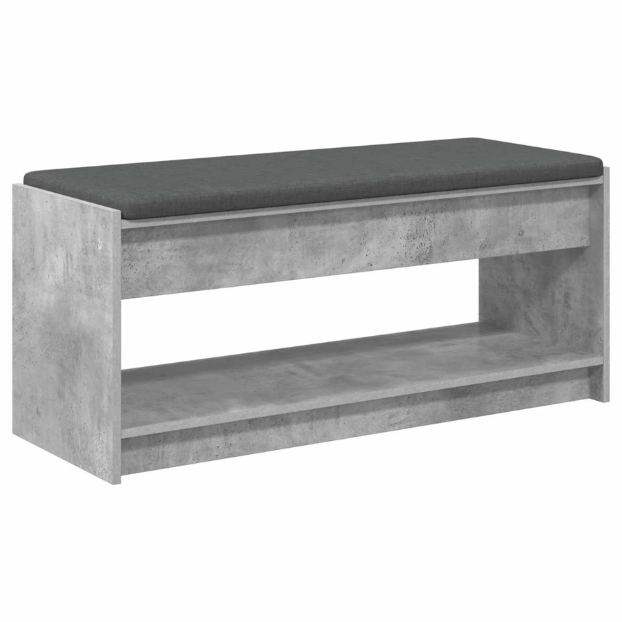 vidaXL Flurbank mit Kissen und Schuhregal in Betongrau, B/T/H: 103 x 38 x 45 cm - Bild 2