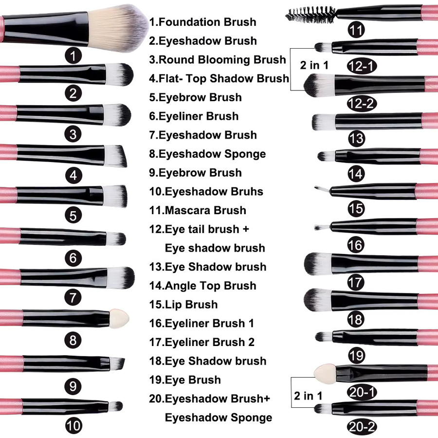 RUNTOIN Make-up-Pinsel-Set, 20-teilig, Unisex - Bild 4