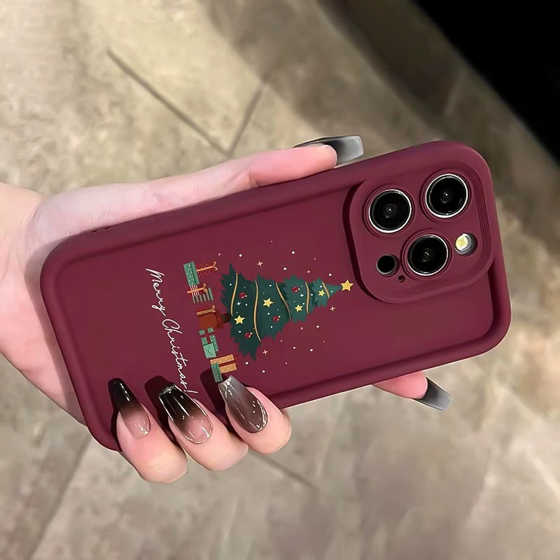 Apple iPhone Handyhülle aus TPU mit Weihnachtsbaum- und Weihnachtsgeschenkmuster in Rot, Anti-Drop-Schutz für iPhone 17 Air Pro Max, 16, 15, 14, 13, 12, 11 Pro Max, Xs, Xr, X, 7, 8 Plus und SE-Serie - Bild 2