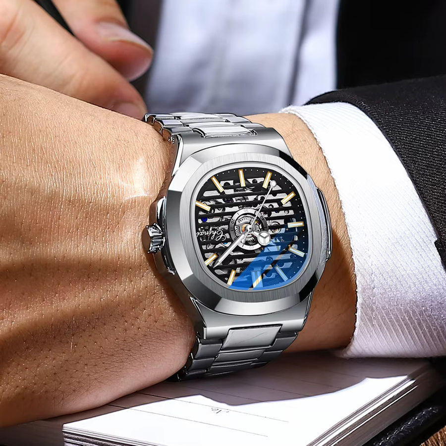 CHENXI Automatik-Armbanduhr Edelstahl, Silber Green, Herren - Bild 3
