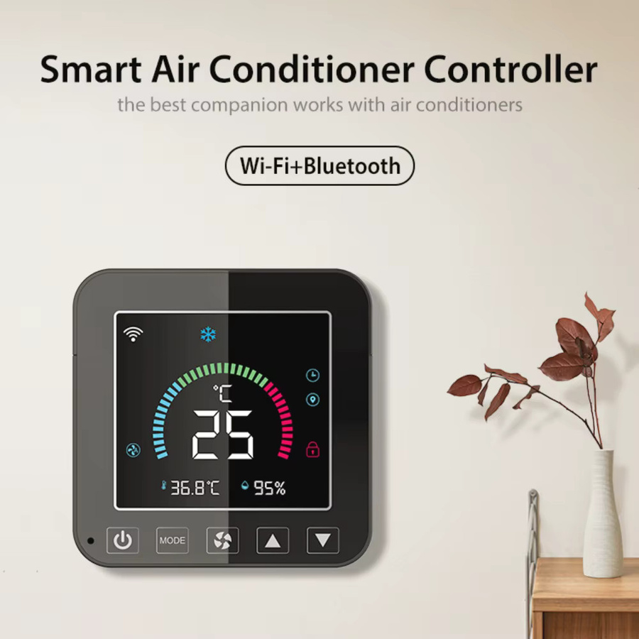 Tuya WiFi Smart Klimaanlage Controller in Schwarz mit LCD Touch Screen und Infrarot zur Temperatur- und Feuchtigkeitssteuerung für Google Home und Alexa - Bild 4