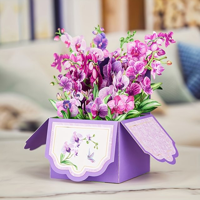 Opjoys Pink Orchid Pop-Up-Grußkarte aus Papier in Pink - Bild 1