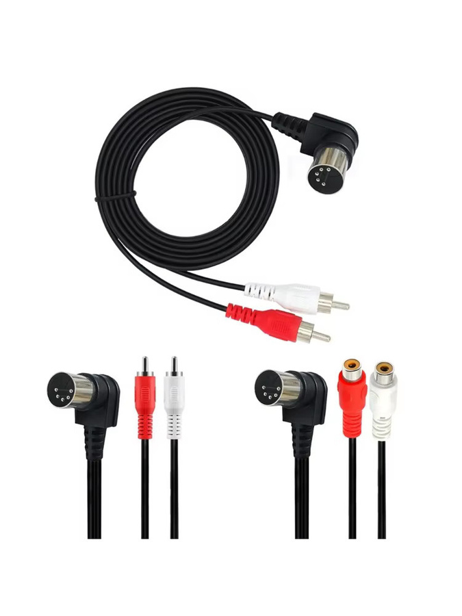 QinMSY 5-poliges DIN-Midi-auf-2-RCA-Audiokabel in Schwarz für Naim und Quad Stereo-Systeme, 90 Grad Rechtswinkel - Bild 6