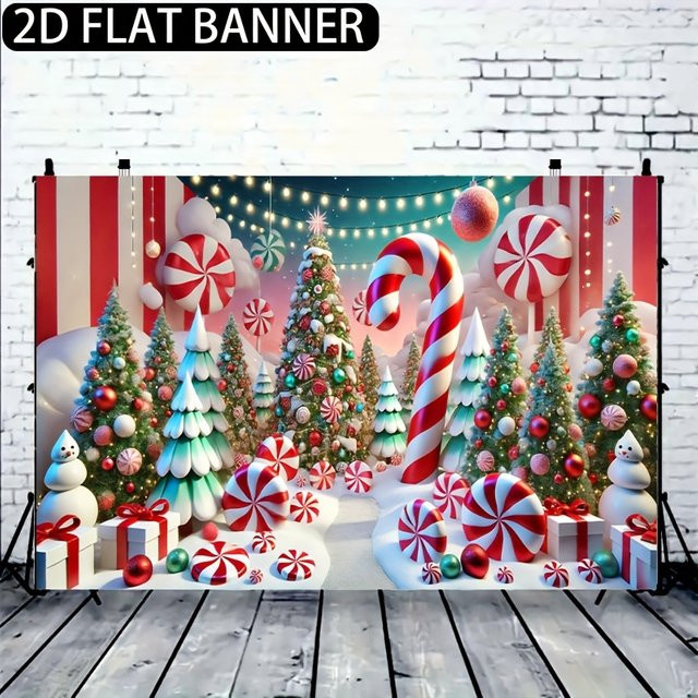 VIKAMA Weihnachts-Wandteppich mit Süßigkeiten-Motiv als Wanddekoration für Kinderzimmer und Wohnzimmer - Bild 1
