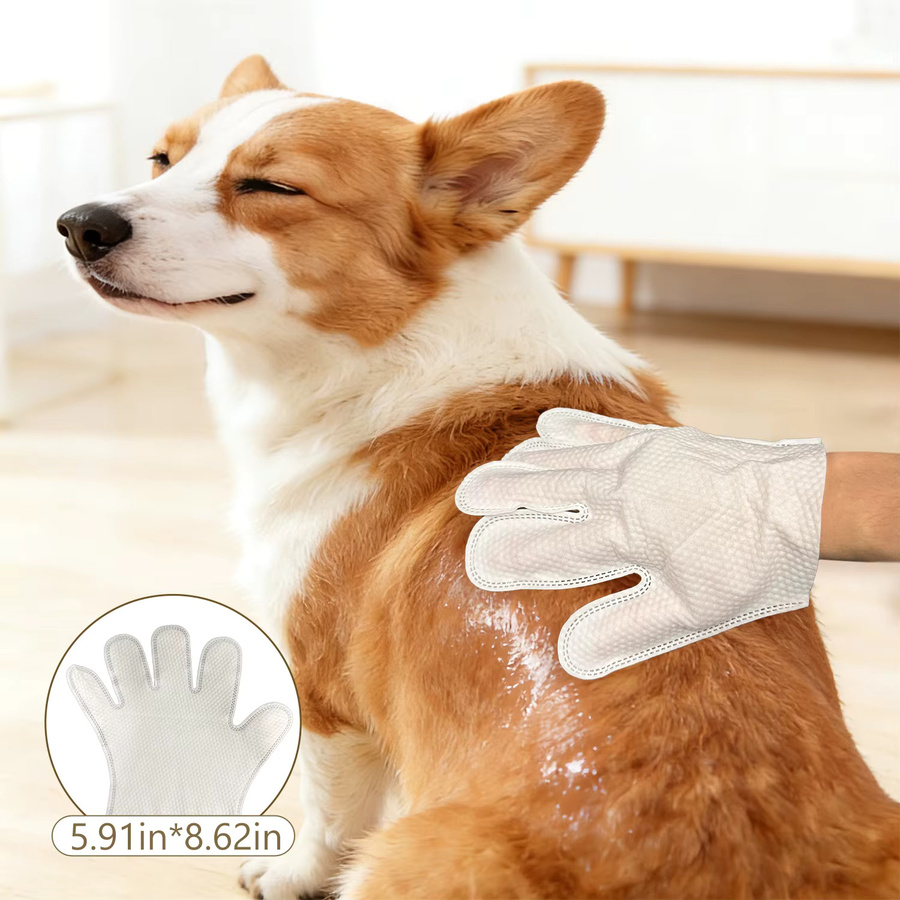SEAMETAL 6 Stück Haustier-Reinigungstücher Handschuhe in Weiß für Hunde und Katzen zur Tiefenreinigung - Bild 3