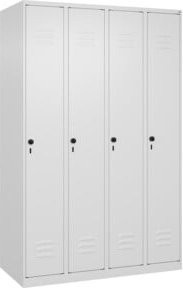 C+P Spind Classic PLUS Garderobenschrank mit 4 Abteilen, Farbe Weiß, H x B x T: 185 x 120 x 50 cm - Bild 1