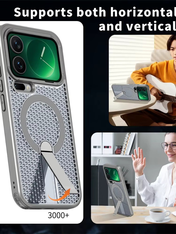 Stoßfeste transparente MagSafe-Handyhülle für Xiaomi mit kühlender Wärmeableitung und verstecktem Halterungssystem - Bild 7