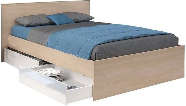 Velona Bettrahmen Modern in Weiß glänzend mit Schubladen B/T/H: 164,4 x 203,6 x 82,6 cm - Bild 1