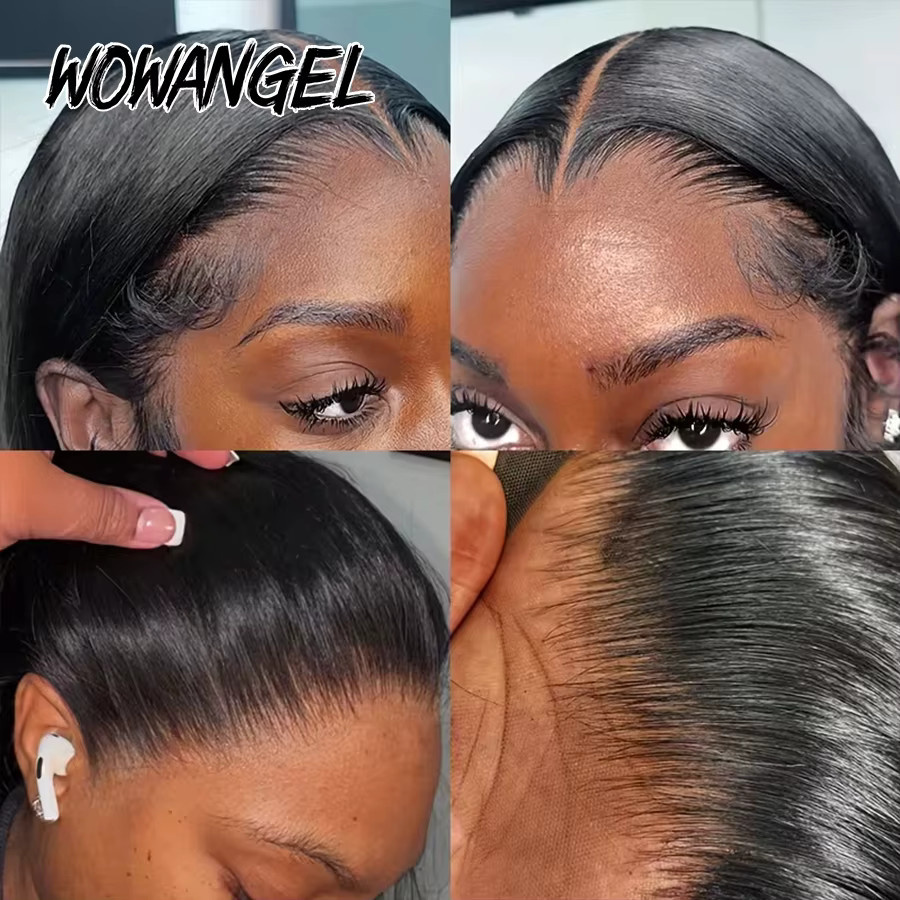 WOWANGEL Jet Black Straight Perücke, 13x6 HD Lace Front, 100% Echthaar - Bild 2
