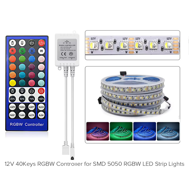 TiaoChongYi RGBW LED Controller Dimmer mit 4 Kanälen und IR Fernbedienung für 5050 RGBW RGBWW LED Streifen, DC12-24V, 5 Pins - Bild 2