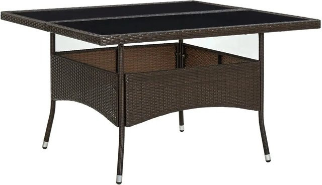 vidaXL Garten-Esstisch aus braunem Poly-Rattan und Hartglas B/T/H: 120 x 120 x 75 cm - Bild 1