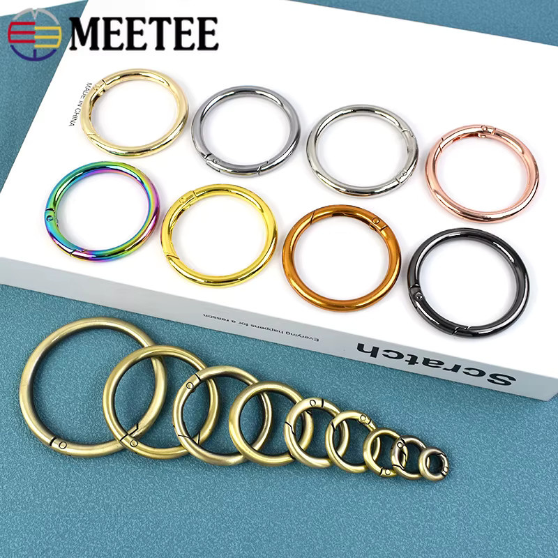 10 Stück Meetee Metallfeder-O-Ring-Schnallen als runde Karabiner-Karabinerhaken Schlüsselanhänger-Clips aus Stahl in Schwarz und Multicolour, Durchmesser: 16 bis 50 mm - Bild 2