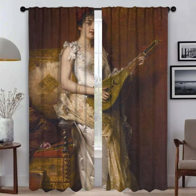 2er-Set Halloween Vorhänge mit grafischem Design für Wohnzimmer und Schlafzimmer, halbtransparent, Mehrfarbig, B: 50 cm, H: 70 cm - Bild 1
