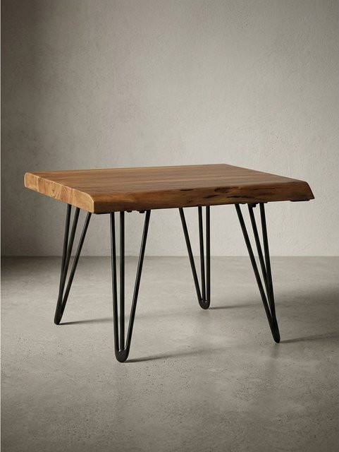 Couchtisch von KADIMA DESIGN aus Massivholz in Braun mit Haarnadelbeinen aus Metall, B/T/H: 56 x 38 x 51 cm - Bild 1