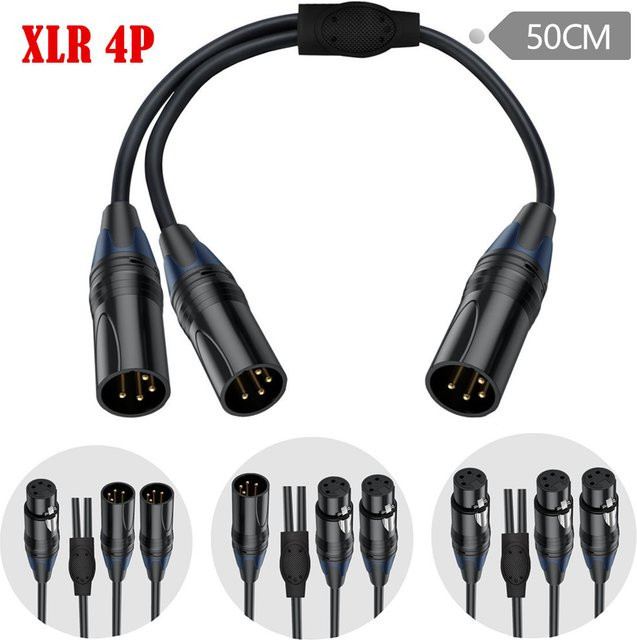 BSN XLR 4-Pin Y-Splitter-Kabel in Schwarz: 1 Buchse auf 2 Stecker Audiokabel für Drahtlosmikrofone, Monitor-Kopfhörer und Studioaufnahmen - Bild 1