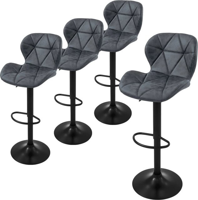 4er Set ML-Design Barhocker aus Kunstleder in Anthrazit mit Rückenlehne, Fußstütze und 360 Grad Drehsitz, höhenverstellbar - Bild 2