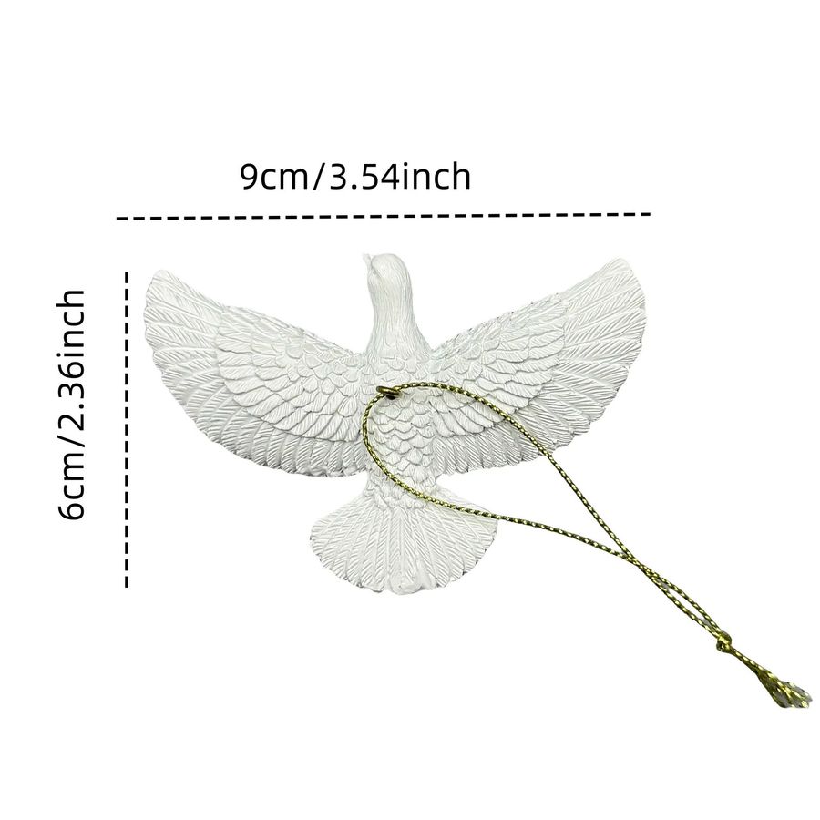 Style Friendship Doves Weihnachtsbaumschmuck aus Kunstharz, 2 weiße Tauben Ornamente - Bild 3
