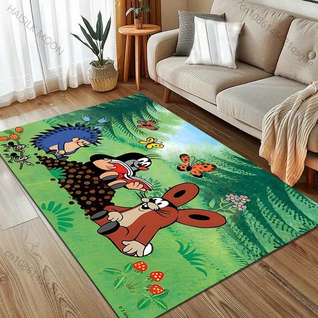 Karpetti Cartoon Teppich mit Maulwurf-Motiv, rutschfest und waschbar, B/T: 90 x 130 cm, mehrfarbig - Bild 1