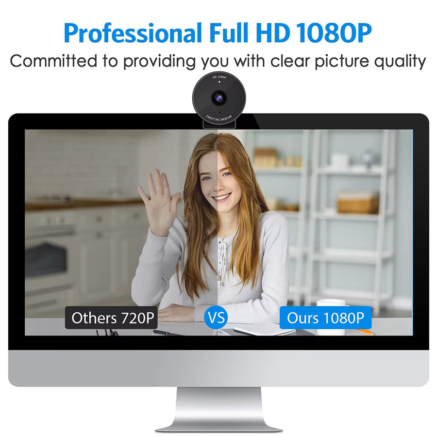 EMEET C950 Full HD Webcam 1080P mit Mikrofon und Datenschutzabdeckung in Schwarz - Bild 2