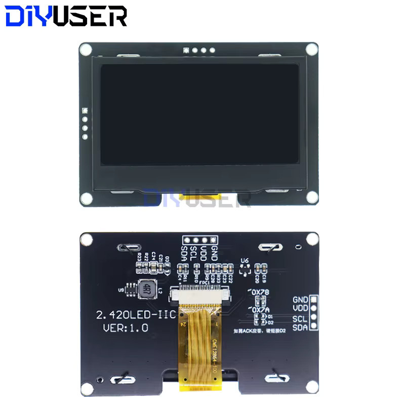 DIYUSER 2,4 Zoll OLED LCD Display Modul SSD1309 128x64 in Weiß mit I2C und SPI Schnittstelle - Bild 3