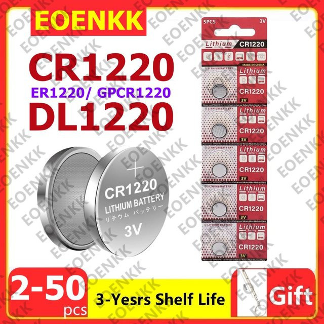 EOENKK CR1220 Lithium-Knopfzellenbatterien 3V in Silber für Uhren und Gesundheitsgeräte - Bild 1
