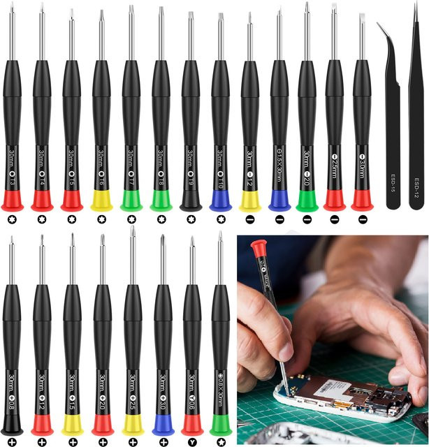 24-teiliges magnetisches Präzisions-Schraubendreher-Set von Hands DIY in Multicolour für die Reparatur von Elektronik, Uhren und Schmuck mit Torx, Kreuz und Y-Kopf - Bild 1