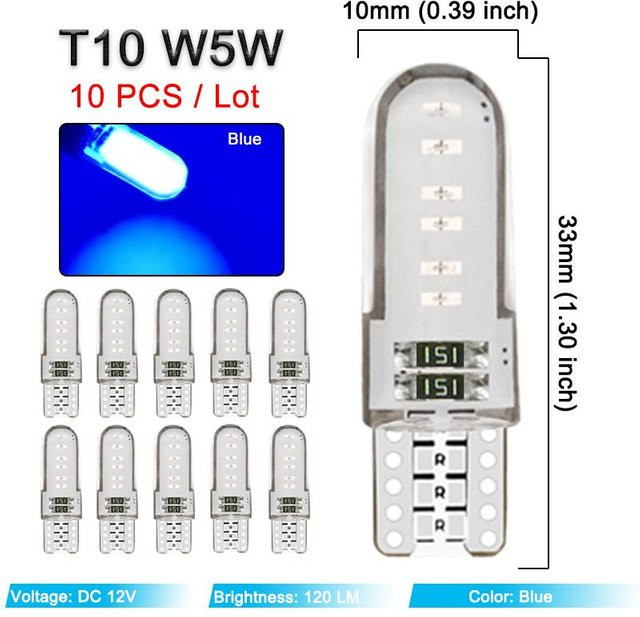 10 Stück T10 W5W COB LED-Glühbirnen von Yiran toy 1 in Cool White 7500K für Auto Innenraum, Tür, Kofferraum und Kennzeichenleuchten - Bild 1