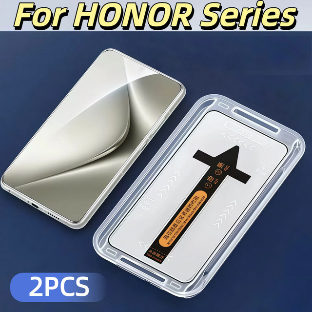 2 Stück HONOR Magic6 Pro Magic5 Magic4 Magic3 Pro Displayschutzfolie aus gehärtetem Glas, transparent, inklusive Installations-Kit - Bild 1