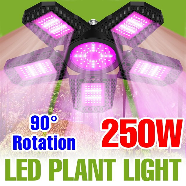 Verformbare LED Vollspektrum Pflanzenlampe mit 250 W, E27 Anschluss, Schwarz, ideal für Indoor-Anbau von Gemüse, Blumen und Hydrokultur - Bild 1