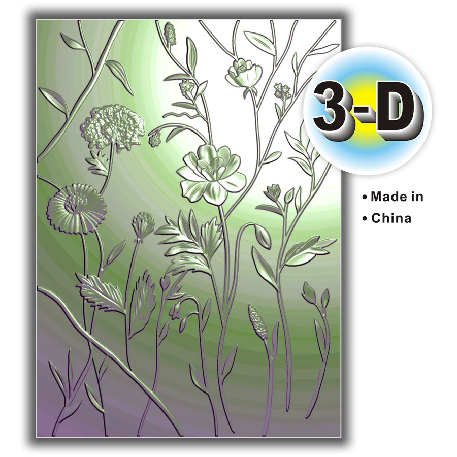 Transparente 3D-Relief-Kunststoffschablone mit Wildgras- und Wildblumen-Motiv für Scrapbook und Visitenkarten - Bild 2