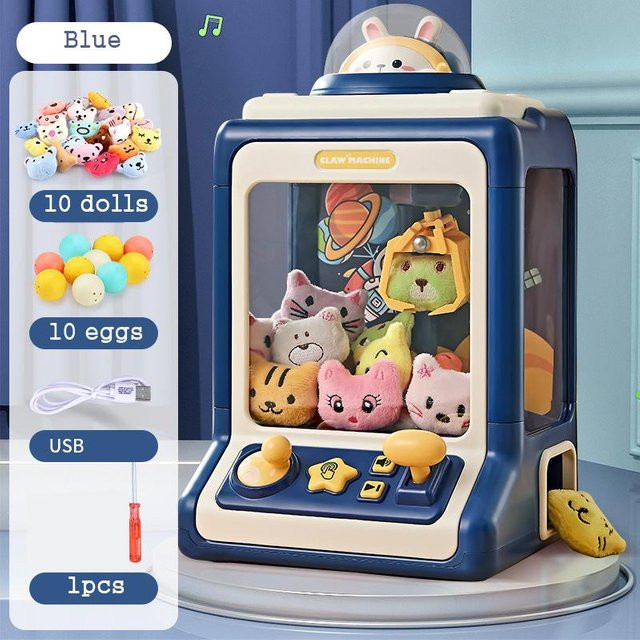 Binchi Automatische Puppenmaschine, Greifarm-Automat, mit Licht und Musik, blau - Bild 1